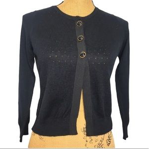 Charlotte Black Crop 3/4 Sleeves Classic Career Casual Cardigan S
